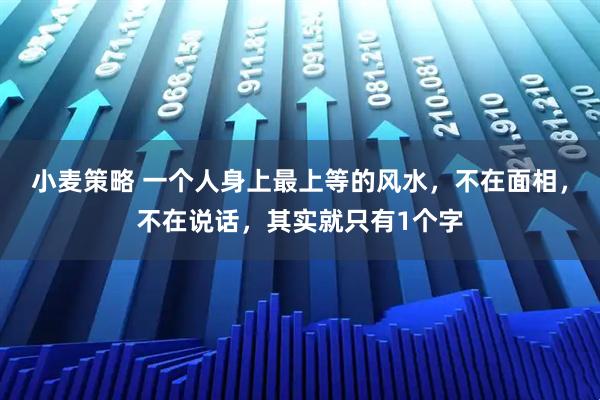 小麦策略 一个人身上最上等的风水，不在面相，不在说话，其实就只有1个字